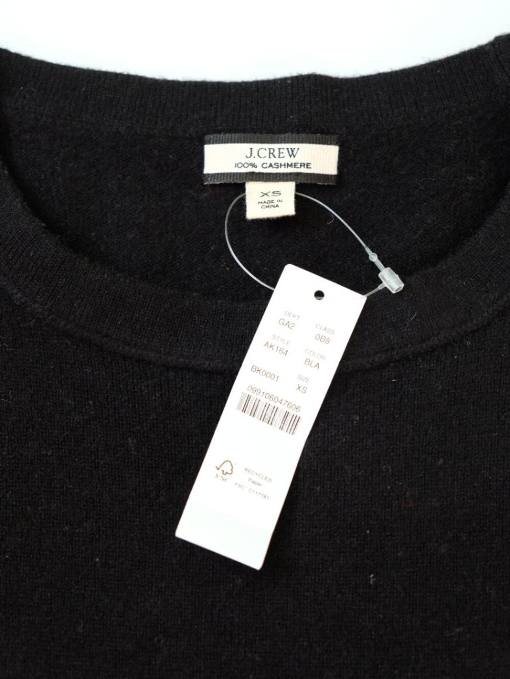 NEW J. CREW 100% Cashmere Short Sleeve Sweater XS Black Crewneck T-shirt - Picture 2 of 3